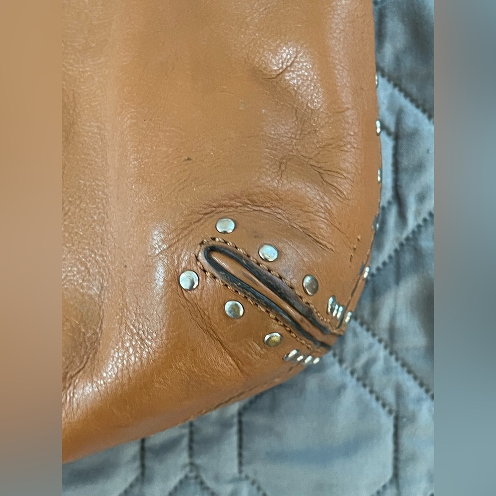 Y2K Michael Kors Cognac Leather Hobo | Studded Boho Chic Early 2000s It Girl Bag - Picture 5 of 16